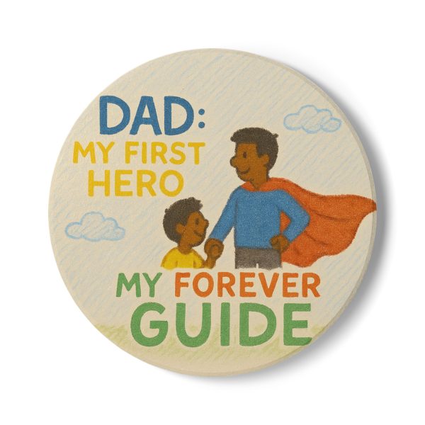 Dad: My First Hero - Dark Skin - Ceramic Coaster