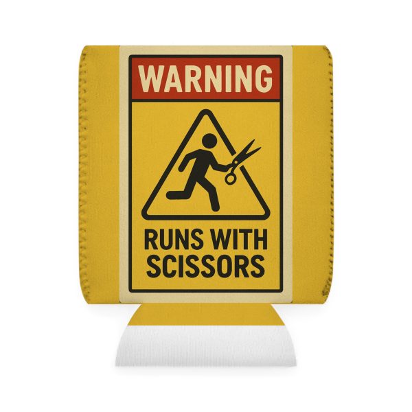 Warning Runs With Scissors Can Cooler Sleeve