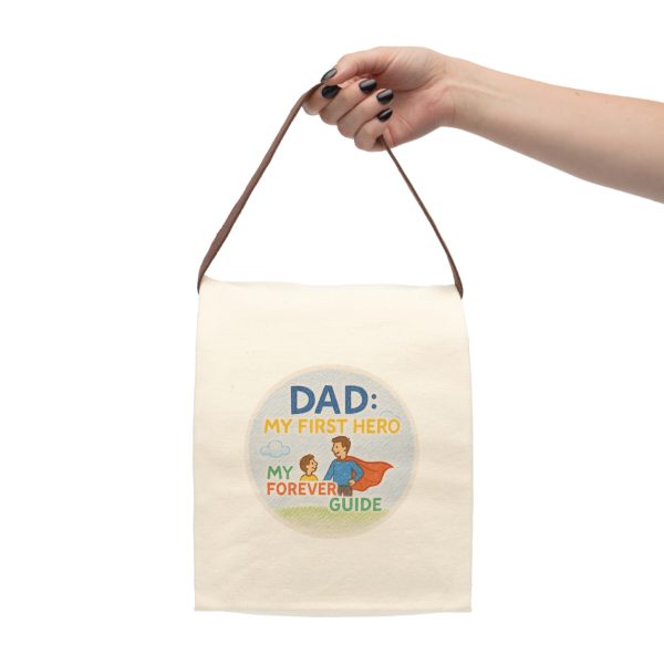 Dad: My First Hero Canvas Lunch Bag With Strap - Image 4