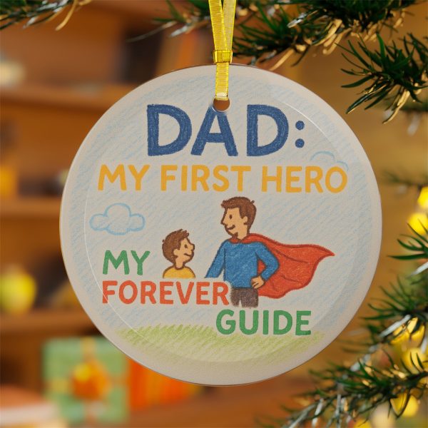 Dad: My First Hero Glass Ornament - Image 2