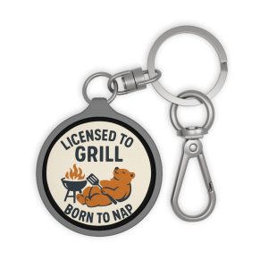 Licensed To Grill Born To Nap Keyring Tag