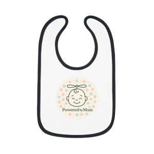 Powered By Mom - Cute Contrast Trim Bib for Newborns