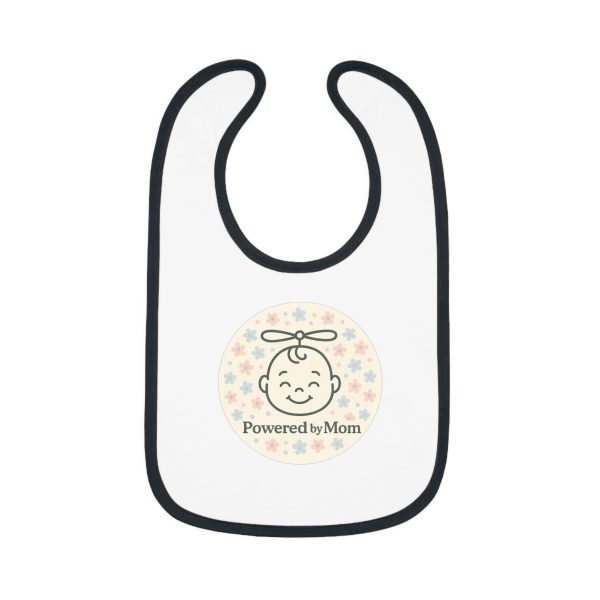 Powered By Mom - Cute Contrast Trim Bib for Newborns