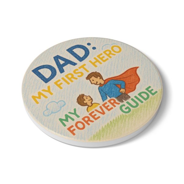 Dad: My First Hero Ceramic Coaster - Image 3