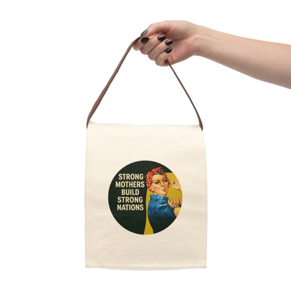 Strong Mothers Build Strong Nations Canvas Lunch Bag With Strap - Image 4