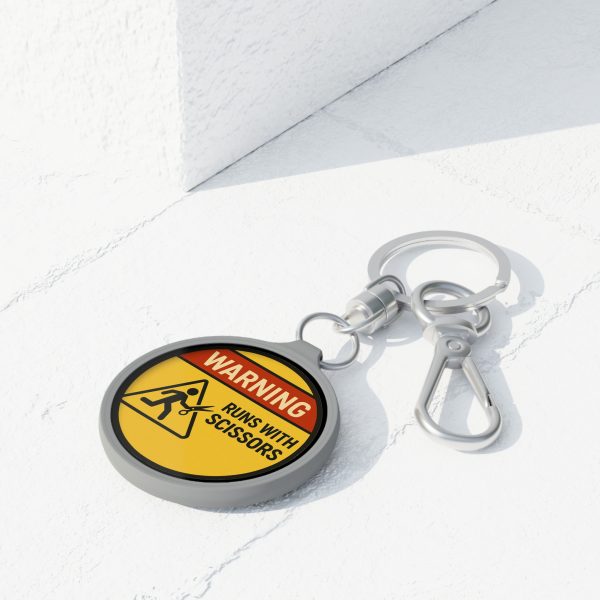 Warning Runs With Scissors Keyring Tag - Image 3