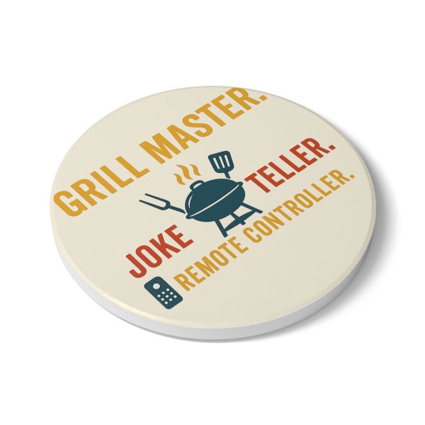 Grill Master Joke Teller Remote Controller Ceramic Coaster - Image 3