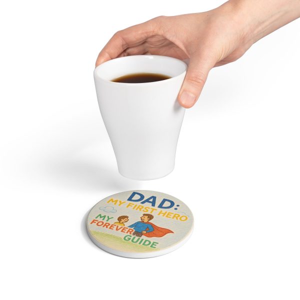 Dad: My First Hero Ceramic Coaster - Image 4