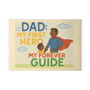 Dad: My First Hero - Dark Skin - Glass Cutting Board