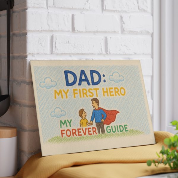Dad: My First Hero Glass Cutting Board - Image 4