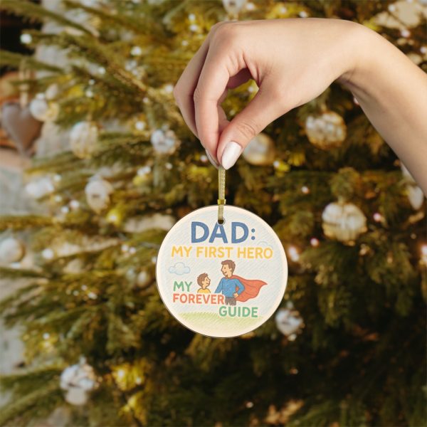Dad: My First Hero Glass Ornament - Image 3