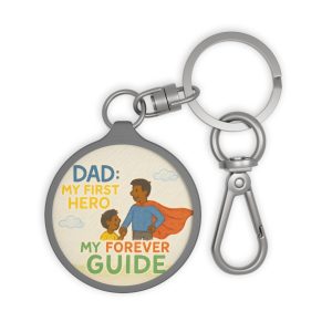 Dad: My First Hero - Dark Skin - Keyring Tag