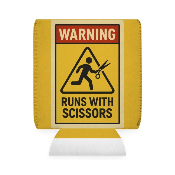 Warning Runs With Scissors Can Cooler Sleeve - Image 2