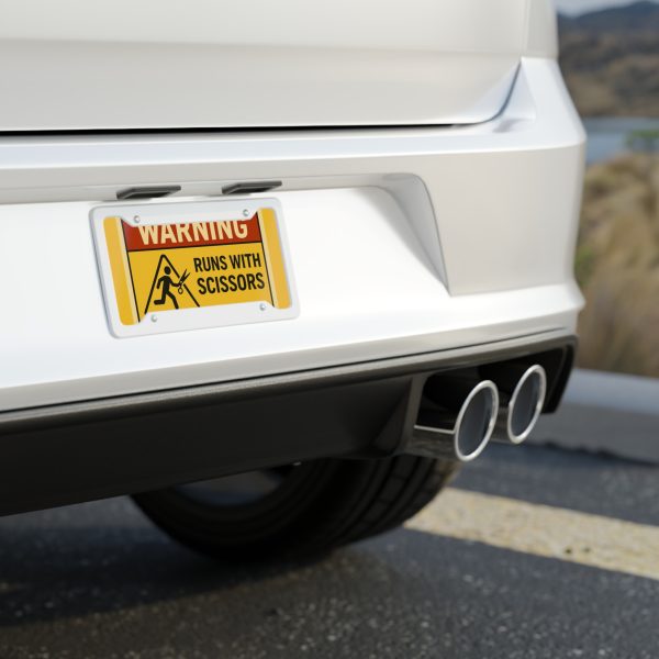 Runs with Scissors Warning License Plate - Image 3