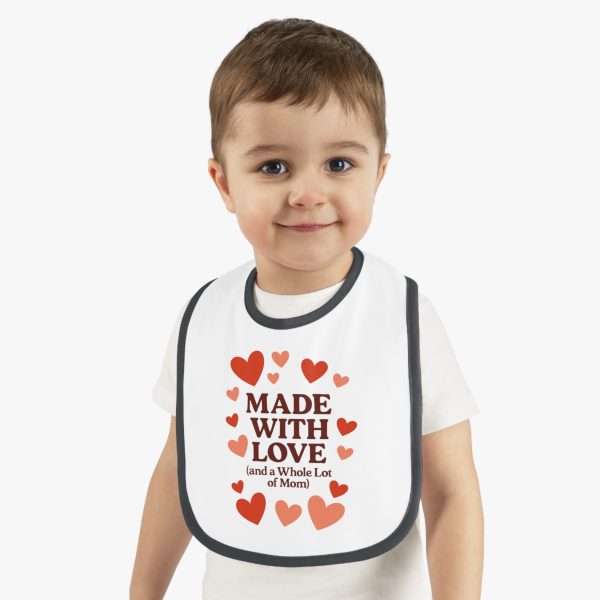 Made with Love Baby Bib - Cute Contrast Trim Bib for Newborns - Image 2
