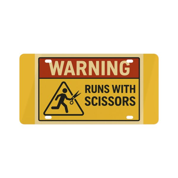 Runs with Scissors Warning License Plate