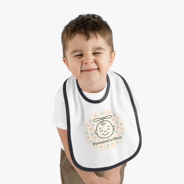 Powered By Mom - Cute Contrast Trim Bib for Newborns - Image 3