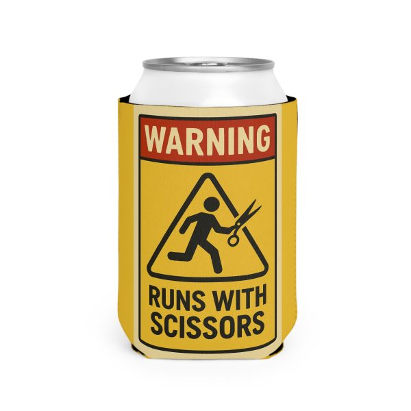 Warning Runs With Scissors Can Cooler Sleeve - Image 3