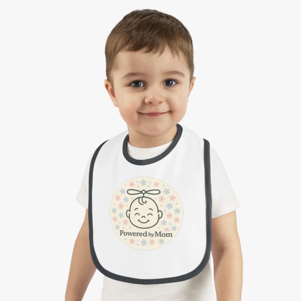 Powered By Mom - Cute Contrast Trim Bib for Newborns - Image 2