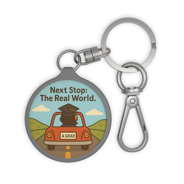 Next Stop Real World Graduation Keyring Tag