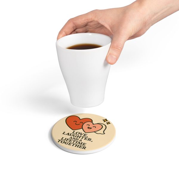 Love Laughter Lifetime Ceramic Coaster - Image 4
