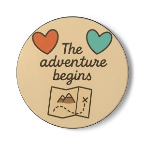 The Adventure Begins Ceramic Coaster